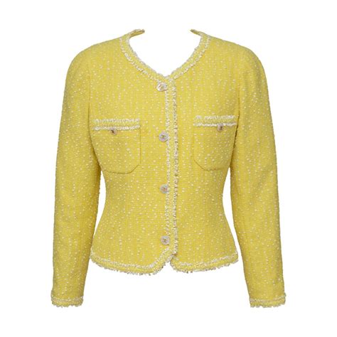 chanel yellow jacket and shorts|Chanel style jackets for sale.